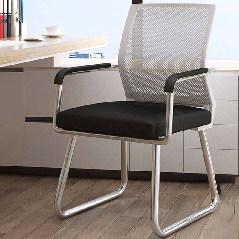 Metal Base Contemporary Arm Office Chair Mid-Back Conference Chair White-Gray Clearhalo 'furn' 'furn_office_chair' 'Furniture' 'Office Chairs' 'Office Furniture' 'office_chair' 5227462