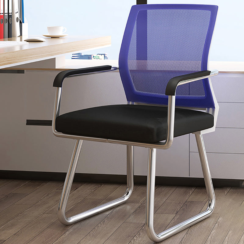 Metal Base Contemporary Arm Office Chair Mid-Back Conference Chair White-Blue Clearhalo 'furn' 'furn_office_chair' 'Furniture' 'Office Chairs' 'Office Furniture' 'office_chair' 5227463