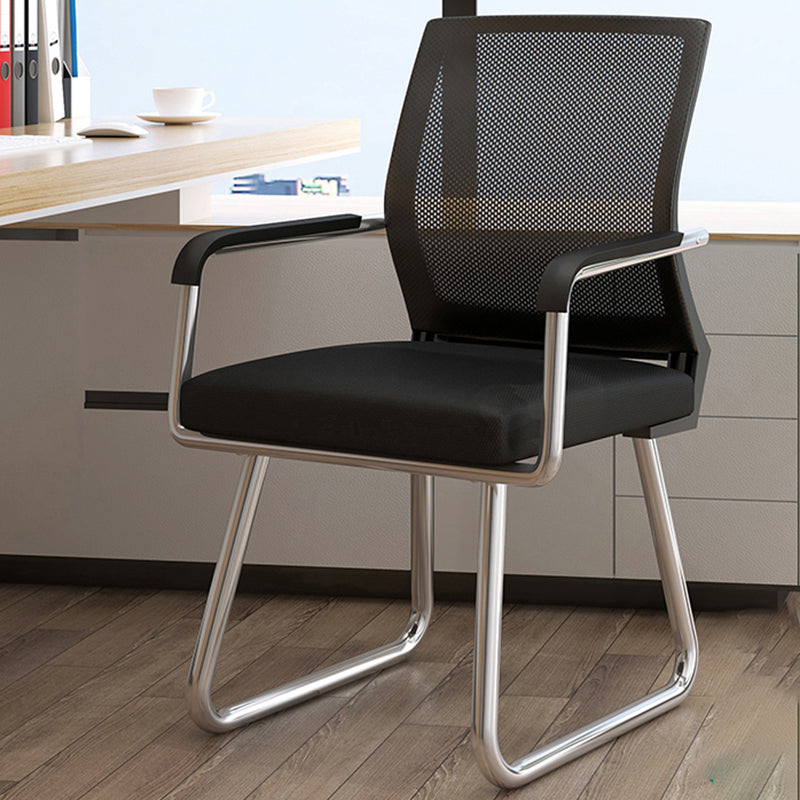 Metal Base Contemporary Arm Office Chair Mid-Back Conference Chair Black Clearhalo 'furn' 'furn_office_chair' 'Furniture' 'Office Chairs' 'Office Furniture' 'office_chair' 5227469