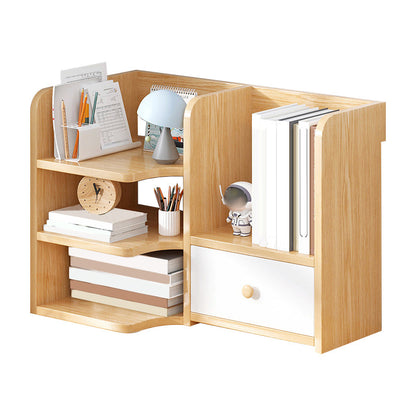 Modern Style Bookshelf Engineer Wood Bookcase with Drawer for Home 17.3"L x 12.6"W x 18.9"H Wood