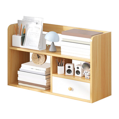 Modern Style Bookshelf Engineer Wood Bookcase with Drawer for Home 24.8"L x 6.7"W x 18.1"H Wood Clearhalo 'Bookcases' 'furn' 'furn_bookcases' 'Furniture' 'Office Furniture' 5227514