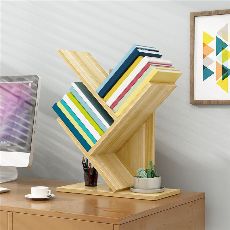 Modern Style Bookshelf in Engineer Wood Closed Back Bookcase