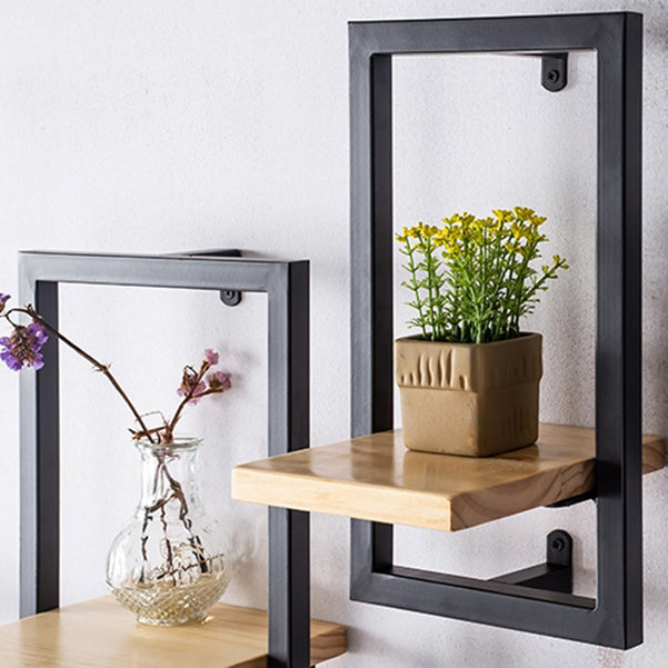 Bibliothèque étagère murale en métal industriel et étagère en bois