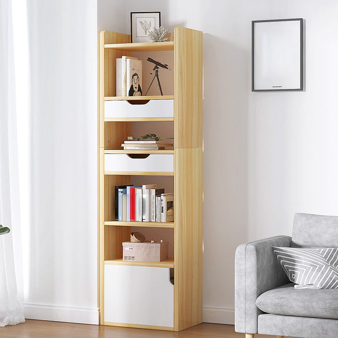 Multiple Colors Modern Style Bookshelf Engineer Wood Bookcase 13"L x 9.8"W x 59.1"H Natural Clearhalo 'Bookcases' 'furn' 'furn_bookcases' 'Furniture' 'Office Furniture' 5227655