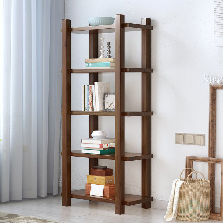 Modern Style Open Back Bookshelf Solid Wood Bookcase for Home