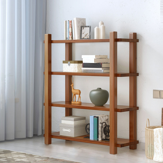 Modern Style Open Back Bookshelf Solid Wood Bookcase for Home