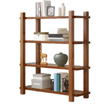 Modern Style Open Back Bookshelf Solid Wood Bookcase for Home Brown