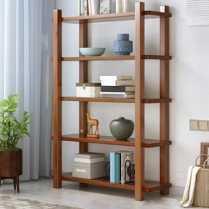 Modern Style Open Back Bookshelf Solid Wood Bookcase for Home