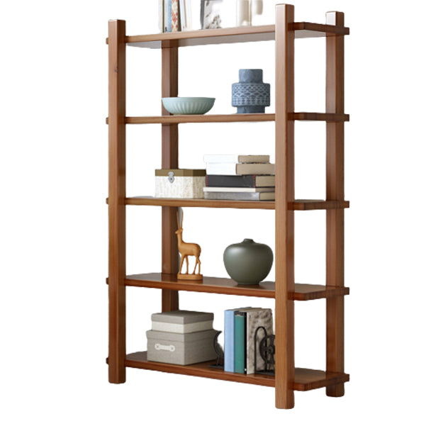 Modern Style Open Back Bookshelf Solid Wood Bookcase for Home