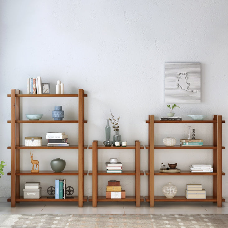 Modern Style Open Back Bookshelf Solid Wood Bookcase for Home
