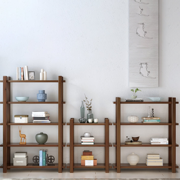 Modern Style Open Back Bookshelf Solid Wood Bookcase for Home