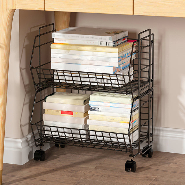 10.43 "W Bookshelf Bookcase de estilo moderno para la oficina de la sala de estudio con ruedas