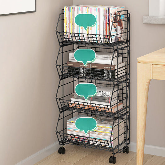 10.43"W Bookshelf Contemporary Style Bookcase for Study Room Office with Casters Clearhalo 'Bookcases' 'furn' 'furn_bookcases' 'Furniture' 'Office Furniture' 5227735