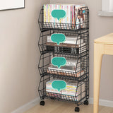 10.43"W Bookshelf Contemporary Style Bookcase for Study Room Office with Casters Clearhalo 'Bookcases' 'furn' 'furn_bookcases' 'Furniture' 'Office Furniture' 5227735