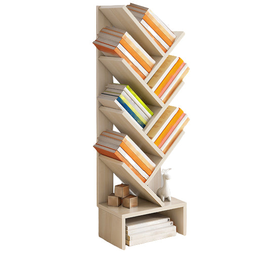 Modern Closed Back Style Bookshelf Engineer Wood Bookcase for Home 11.8"L x 6.7"W x 34.4"H Natural Clearhalo 'Bookcases' 'furn' 'furn_bookcases' 'Furniture' 'Office Furniture' 5227775