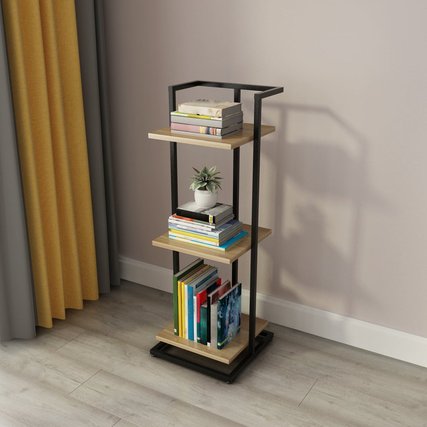 Open Back Modern Style Bookshelf Wood Bookcase for Home Office