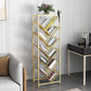 Modern Style Bookcase Open Back Metal Vertical Bookshelf for Home 15.7"L x 9.4"W x 49.2"H Gold Clearhalo 'Bookcases' 'furn' 'furn_bookcases' 'Furniture' 'Office Furniture' 5228033