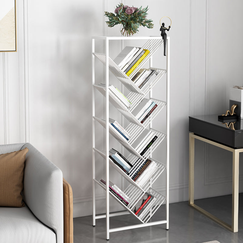 Modern Style Bookcase Open Back Metal Vertical Bookshelf for Home 15.7"L x 9.4"W x 49.2"H White Clearhalo 'Bookcases' 'furn' 'furn_bookcases' 'Furniture' 'Office Furniture' 5228037
