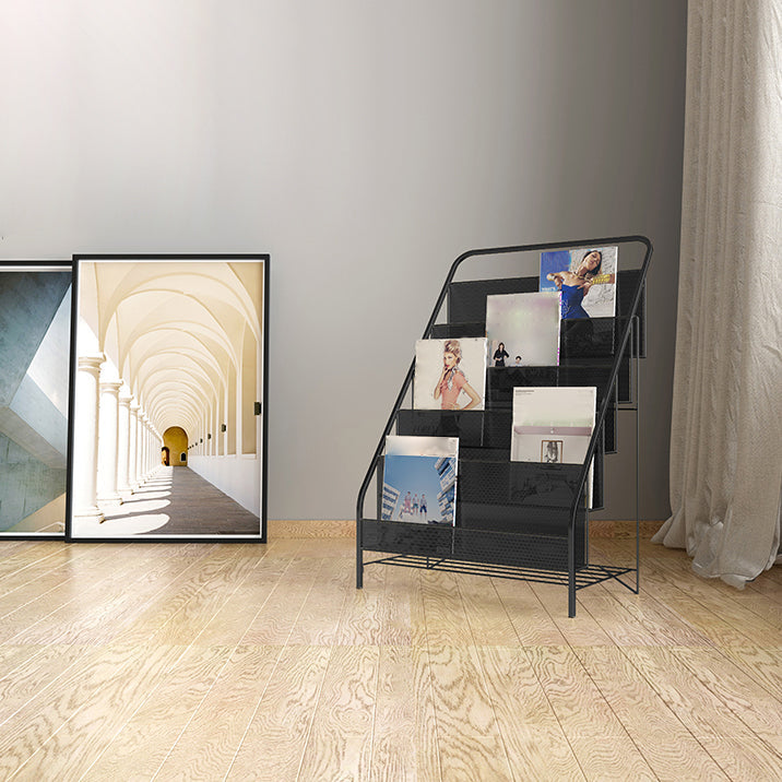 Contemporary Style Ladder Bookcase Metal Closed Back Bookshelf