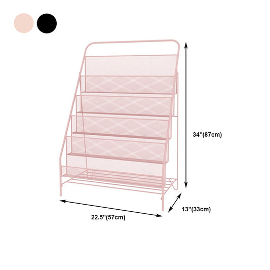 Contemporary Style Ladder Bookcase Metal Closed Back Bookshelf