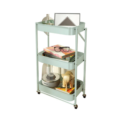 Contemporary Metal Etagere Bookshelf Stackable Open Bookcase with Caster Wheels 17.7"L x 11.6"W x 30.3"H Green