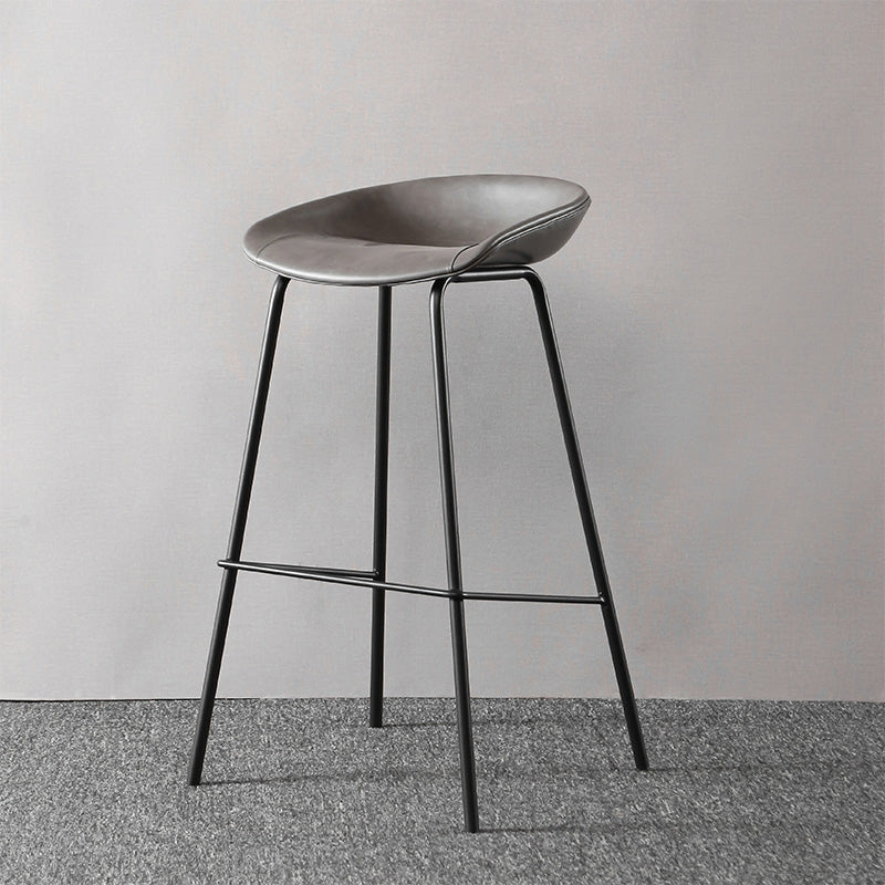Taburetes de taburetes de cuero de estilo industrial con base de metal para el hogar