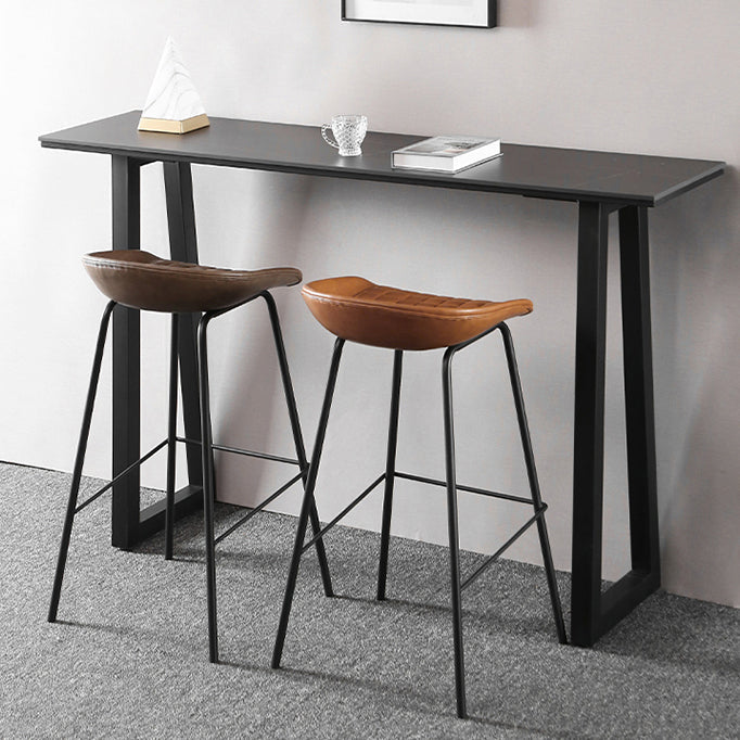 Taburetes de taburetes de cuero de estilo industrial con base de metal para el hogar