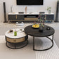 Frame Base Design Marble Metal Iron Black Base Round Coffee Table 31.5"L x 31.5"W x 18"H + 23.5"L x 23.5"W x 15.5"H White Black Clearhalo 'Coffee & Accent Tables' 'Coffee Tables' 'coffee_tables' 'furn' 'furn_coffee_tables' 'Furniture' 'Living Room Furniture' 5231026
