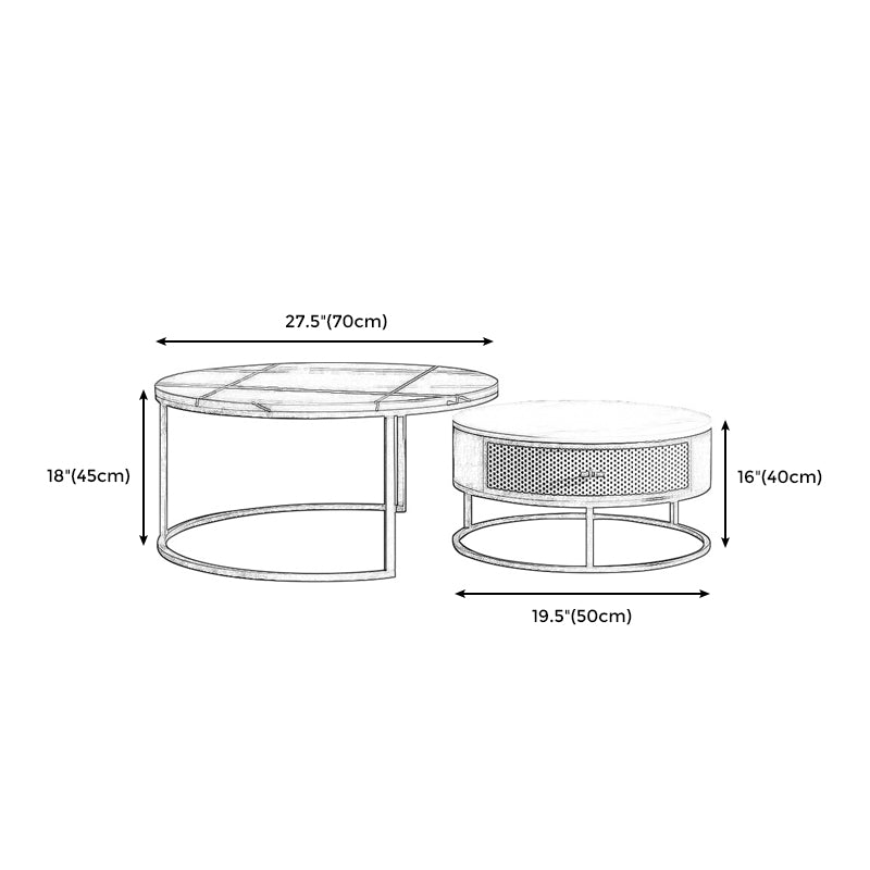 Frame Base Design Marble Metal Iron Black Base Round Coffee Table Clearhalo 'Coffee & Accent Tables' 'Coffee Tables' 'coffee_tables' 'furn' 'furn_coffee_tables' 'Furniture' 'Living Room Furniture' 5231033