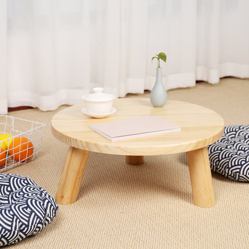 7,8'H Moderner 3-beiniger runder Couchtisch mit Holzsockel für Apartment-Schlafzimmer