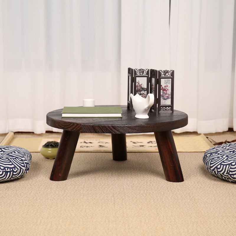7,8'H Moderner 3-beiniger runder Couchtisch mit Holzsockel für Apartment-Schlafzimmer