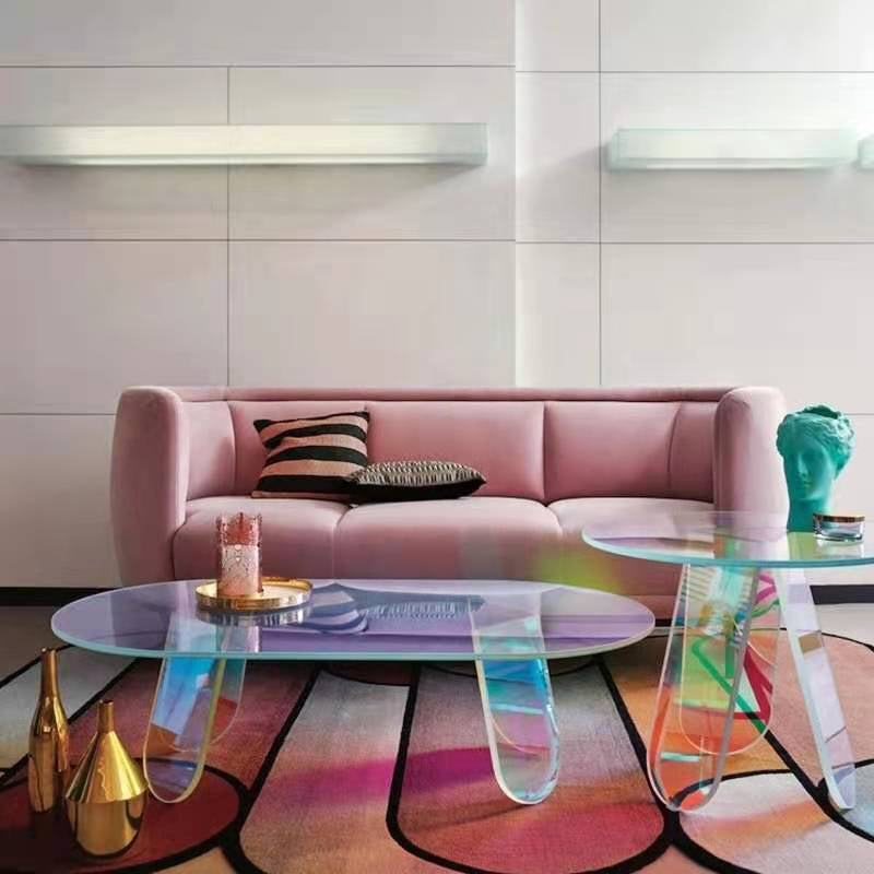 Light Luxury Gradient Colorful Coffee Table Round Oval Acrylic Coffee Table Clearhalo 'Coffee & Accent Tables' 'Coffee Tables' 'coffee_tables' 'furn' 'furn_coffee_tables' 'Furniture' 'Living Room Furniture' 5231060