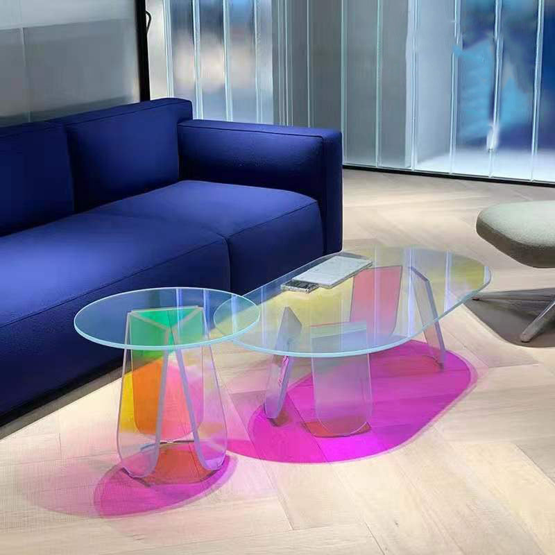 Light Luxury Gradient Colorful Coffee Table Round Oval Acrylic Coffee Table Clearhalo 'Coffee & Accent Tables' 'Coffee Tables' 'coffee_tables' 'furn' 'furn_coffee_tables' 'Furniture' 'Living Room Furniture' 5231061