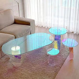 Light Luxury Gradient Colorful Coffee Table Round Oval Acrylic Coffee Table