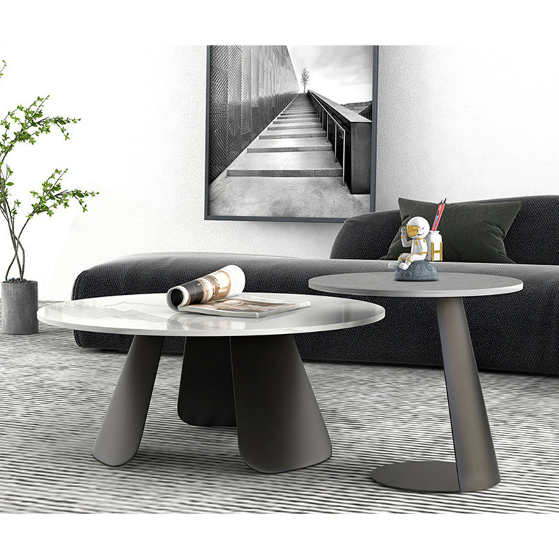 3 Legs Base Cocktail Table Rock Top Metal Base Rectangle Coffee Table 24"L x 24"W x 16"H + 16"L x 16"W x 20"H Clearhalo 'Coffee & Accent Tables' 'Coffee Tables' 'coffee_tables' 'furn' 'furn_coffee_tables' 'Furniture' 'Living Room Furniture' 5231128