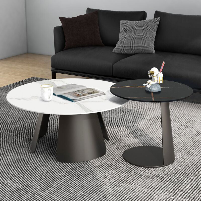 3 Legs Base Cocktail Table Rock Top Metal Base Rectangle Coffee Table 31.5"L x 31.5"W x 16"H + 20"L x 20"W x 20"H Clearhalo 'Coffee & Accent Tables' 'Coffee Tables' 'coffee_tables' 'furn' 'furn_coffee_tables' 'Furniture' 'Living Room Furniture' 5231129