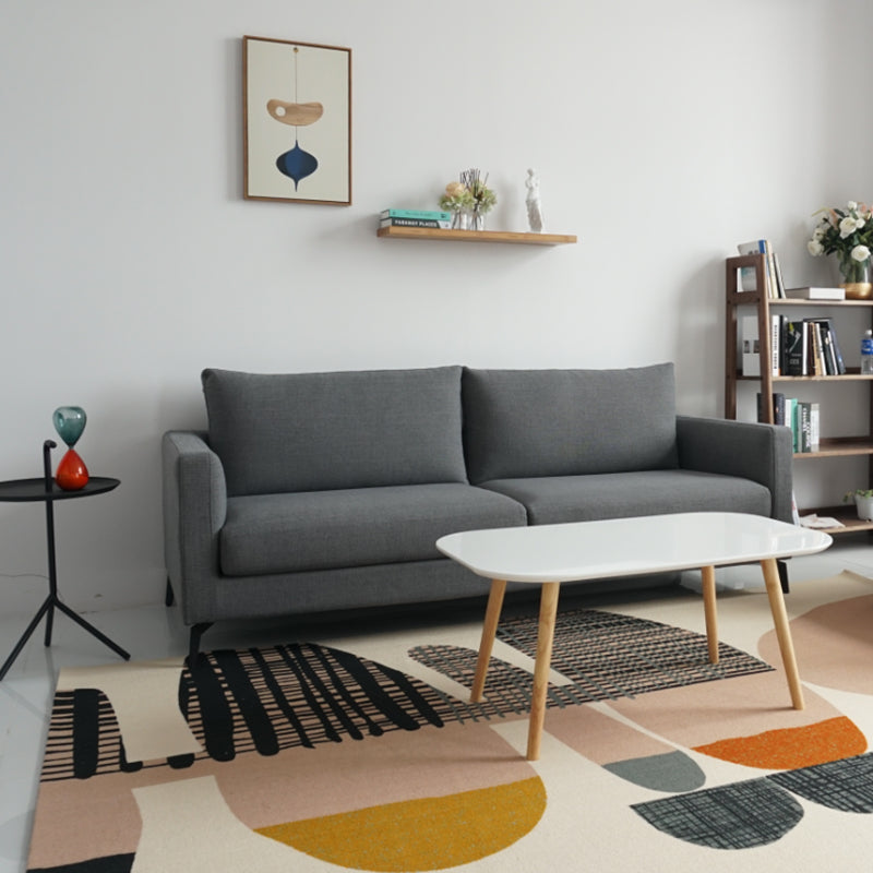 リビングルームコンテンポラリークッションスクエアアームリネンチェスターフィールドソファ