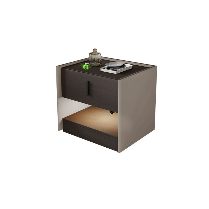 Modern faux lederen nachtkastje 1/2 - lade nachtkastje met open opslag