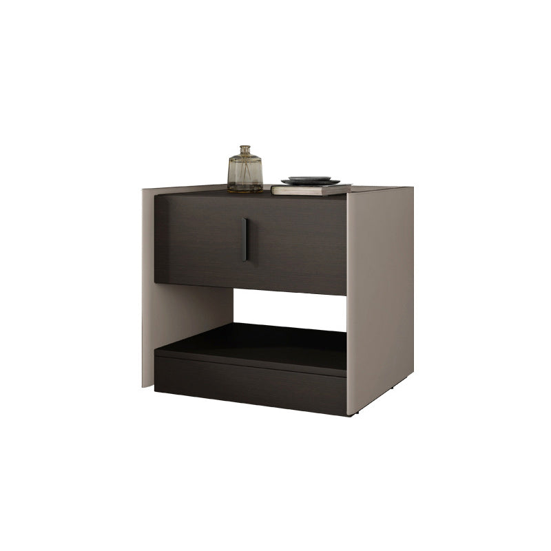 Modern faux lederen nachtkastje 1/2 - lade nachtkastje met open opslag