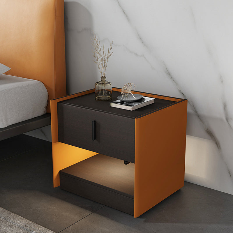 Modern faux lederen nachtkastje 1/2 - lade nachtkastje met open opslag