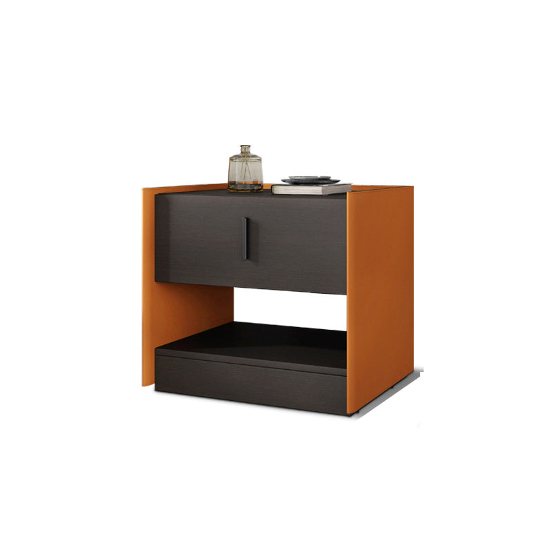 Modern faux lederen nachtkastje 1/2 - lade nachtkastje met open opslag