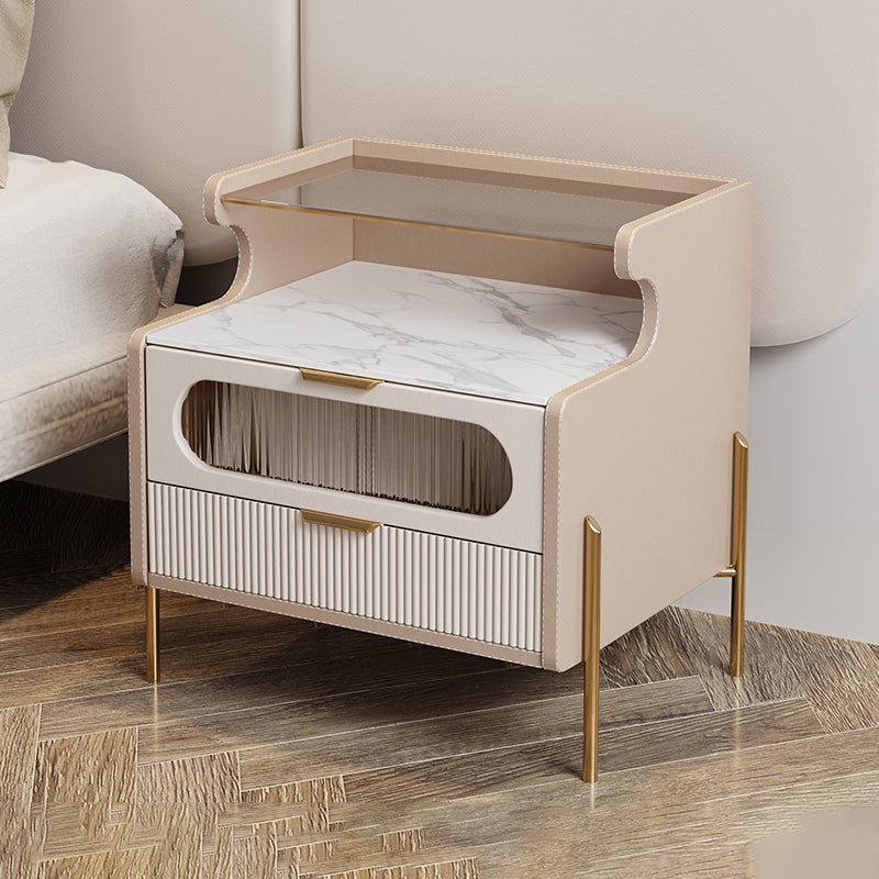 Modern faux lederen nachtkastje 1/2 - lade nachtkastje met open opslag