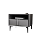 Modern Faux Leather 1/2 - Drawer Nightstand 18.5" Tall Nightstand
