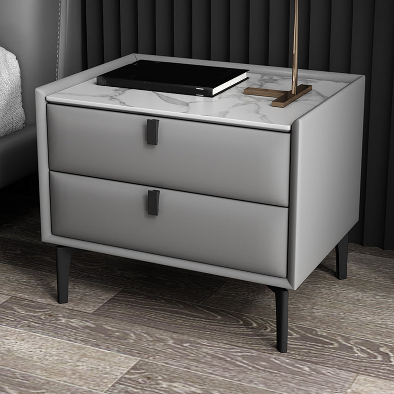 Modern Faux Leather 1/2 - Drawer Nightstand 18.5" Tall Nightstand