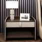 Faux Leather Nightstand 1 - Drawer Nightstand with Wood Accents