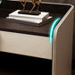 Faux Leather Nightstand 1 - Drawer Nightstand with Wood Accents