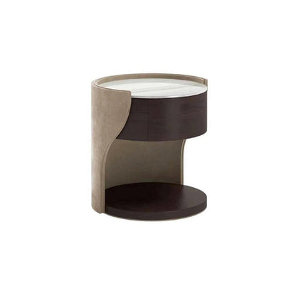 Faux Leather Nightstand 1 - Drawer Nightstand with Wood Accents 18"L x 18"W x 24"H Light Coffee