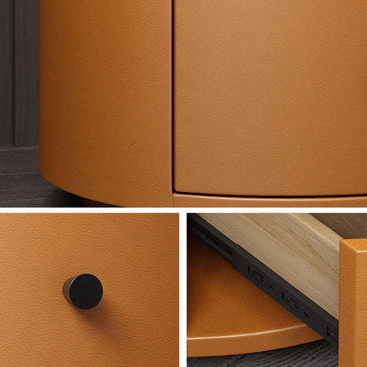 Zeitgenössischer Kunstleder -Nachttisch 2/3 - Schubladen Nachttisch