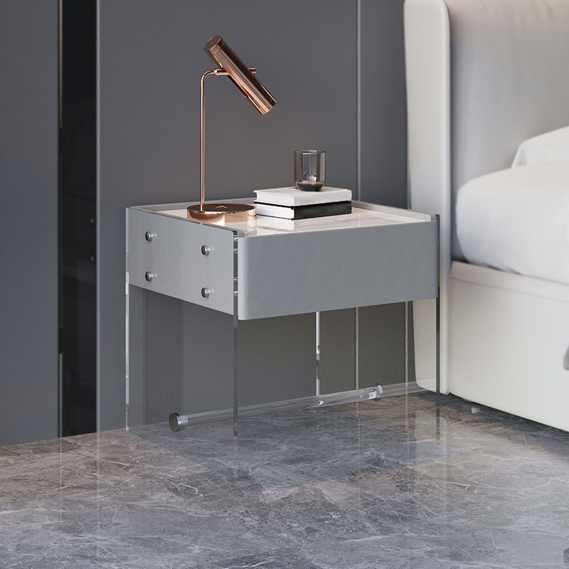 Contemporary Stone Top Nightstand 19.68" Tall 1 - Drawer Nightstand Clearhalo 'Bedroom Furniture' 'furn' 'furn_night_stand' 'Furniture' 'night_stand' 'Nightstands' 5231360