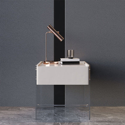 Contemporary Stone Top Nightstand 19.68" Tall 1 - Drawer Nightstand Off-White Clearhalo 'Bedroom Furniture' 'furn' 'furn_night_stand' 'Furniture' 'night_stand' 'Nightstands' 5231363